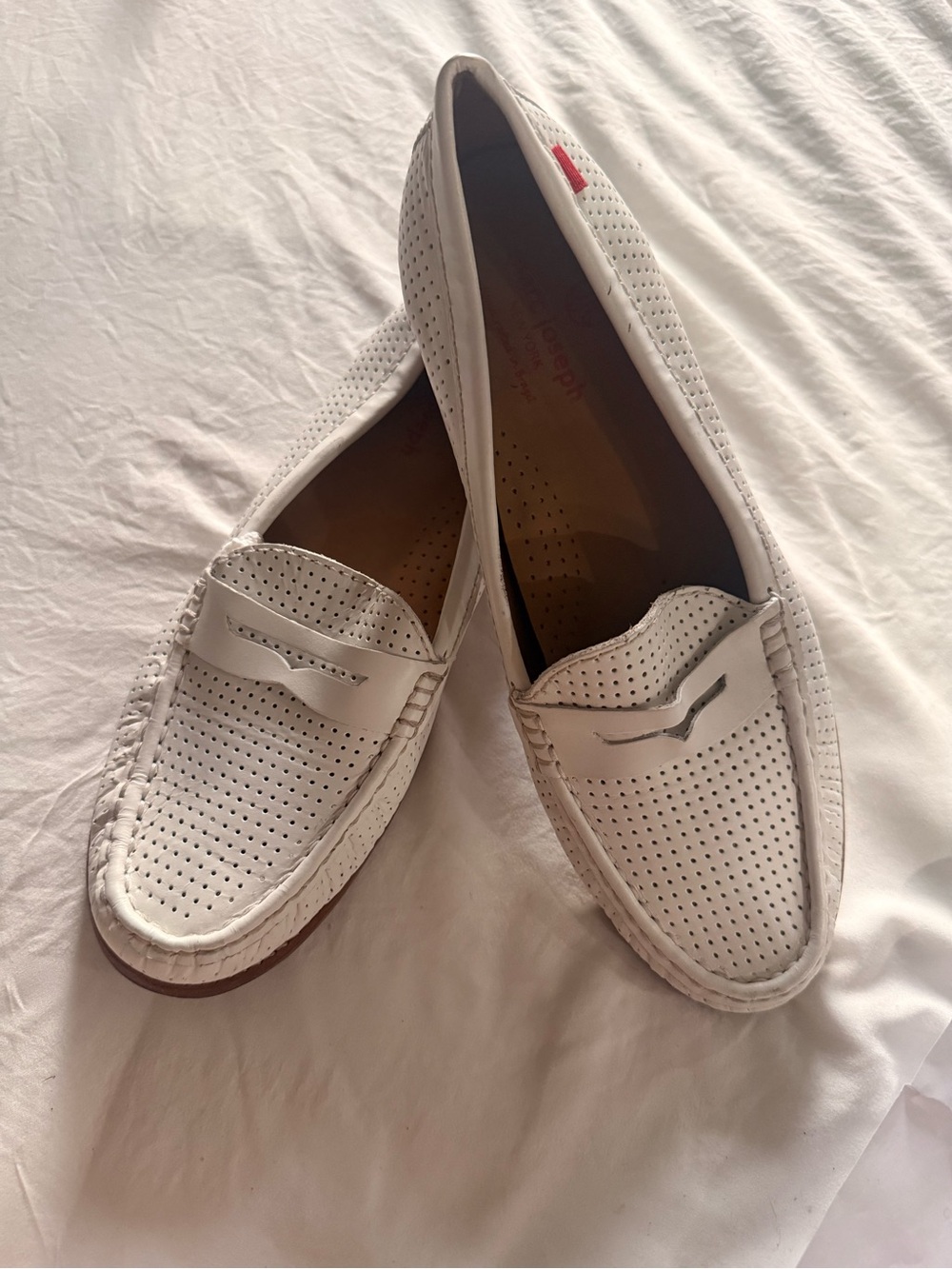 Marc Joseph New York White Perforated Loafers
